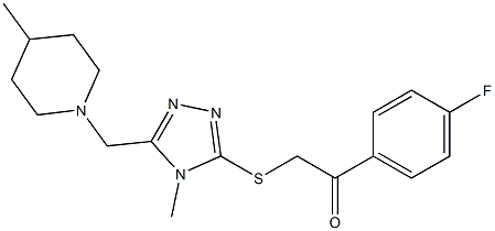 1-(4-fluorophenyl)-2-({4-methyl-5-[(4-methyl-1-piperidinyl)methyl]-4H-1,2,4-triazol-3-yl}sulfanyl)ethanone Struktur