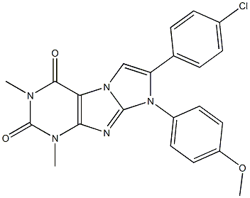 7-(4-chlorophenyl)-8-(4-methoxyphenyl)-1,3-dimethyl-1H-imidazo[2,1-f]purine-2,4(3H,8H)-dione Struktur