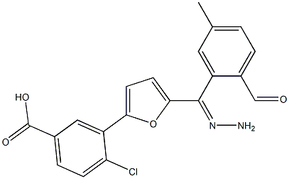 4-chloro-3-{5-[2-(4-methylbenzoyl)carbohydrazonoyl]-2-furyl}benzoic acid Struktur