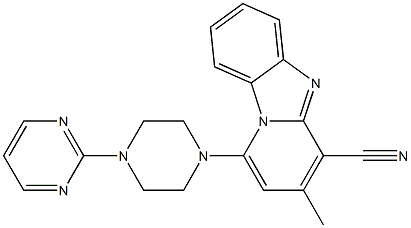 3-methyl-1-[4-(2-pyrimidinyl)-1-piperazinyl]pyrido[1,2-a]benzimidazole-4-carbonitrile Struktur