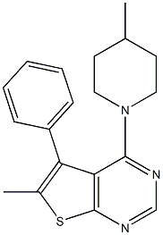 6-methyl-4-(4-methyl-1-piperidinyl)-5-phenylthieno[2,3-d]pyrimidine Struktur