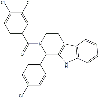 1-(4-chlorophenyl)-2-(3,4-dichlorobenzoyl)-2,3,4,9-tetrahydro-1H-beta-carboline Struktur