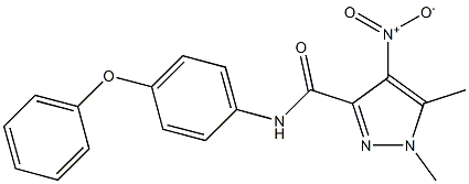 4-nitro-1,5-dimethyl-N-(4-phenoxyphenyl)-1H-pyrazole-3-carboxamide Struktur