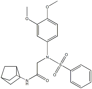 N-bicyclo[2.2.1]hept-2-yl-2-[3,4-dimethoxy(phenylsulfonyl)anilino]acetamide Struktur