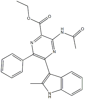 ethyl 3-(acetylamino)-5-(2-methyl-1H-indol-3-yl)-6-phenyl-2-pyrazinecarboxylate Struktur