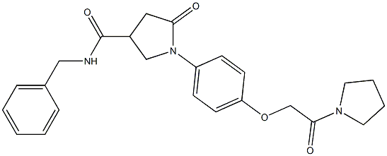 N-benzyl-5-oxo-1-{4-[2-oxo-2-(1-pyrrolidinyl)ethoxy]phenyl}-3-pyrrolidinecarboxamide Struktur