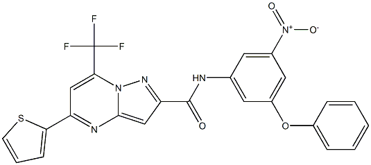 N-{3-nitro-5-phenoxyphenyl}-5-(2-thienyl)-7-(trifluoromethyl)pyrazolo[1,5-a]pyrimidine-2-carboxamide Struktur