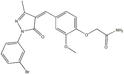 2-(4-{[1-(3-bromophenyl)-3-methyl-5-oxo-1,5-dihydro-4H-pyrazol-4-ylidene]methyl}-2-methoxyphenoxy)acetamide Struktur