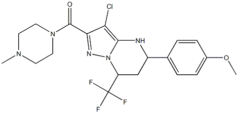 3-chloro-5-(4-methoxyphenyl)-2-[(4-methylpiperazin-1-yl)carbonyl]-7-(trifluoromethyl)-4,5,6,7-tetrahydropyrazolo[1,5-a]pyrimidine Struktur