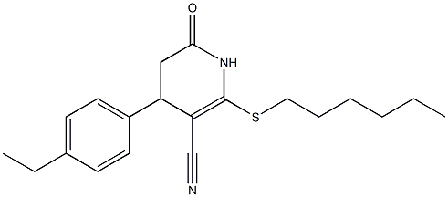 4-(4-ethylphenyl)-2-(hexylsulfanyl)-6-oxo-1,4,5,6-tetrahydro-3-pyridinecarbonitrile Struktur