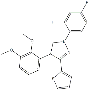 1-(2,4-difluorophenyl)-4-(2,3-dimethoxyphenyl)-3-(2-thienyl)-4,5-dihydro-1H-pyrazole Struktur