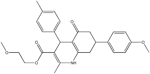 2-methoxyethyl 7-(4-methoxyphenyl)-2-methyl-4-(4-methylphenyl)-5-oxo-1,4,5,6,7,8-hexahydro-3-quinolinecarboxylate Struktur