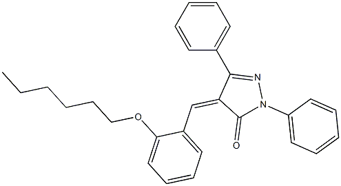 4-[2-(hexyloxy)benzylidene]-2,5-diphenyl-2,4-dihydro-3H-pyrazol-3-one Struktur