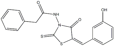 N-[5-(3-hydroxybenzylidene)-4-oxo-2-thioxo-1,3-thiazolidin-3-yl]-2-phenylacetamide Struktur