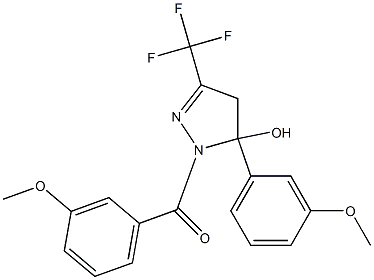 1-(3-methoxybenzoyl)-5-(3-methoxyphenyl)-3-(trifluoromethyl)-4,5-dihydro-1H-pyrazol-5-ol Struktur