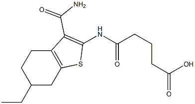 5-{[3-(aminocarbonyl)-6-ethyl-4,5,6,7-tetrahydro-1-benzothien-2-yl]amino}-5-oxopentanoic acid Struktur