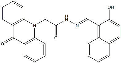 N'-[(2-hydroxy-1-naphthyl)methylene]-2-(9-oxo-10(9H)-acridinyl)acetohydrazide Struktur