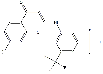 3-[3,5-bis(trifluoromethyl)anilino]-1-(2,4-dichlorophenyl)-2-propen-1-one Struktur