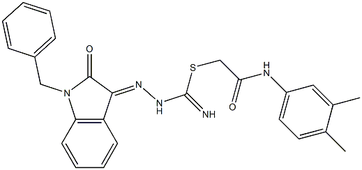 2-(3,4-dimethylanilino)-2-oxoethyl 2-(1-benzyl-2-oxo-1,2-dihydro-3H-indol-3-ylidene)hydrazinecarbimidothioate Struktur