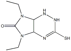 5,7-diethyl-3-sulfanyl-1,2,4a,5,7,7a-hexahydro-6H-imidazo[4,5-e][1,2,4]triazin-6-one Struktur