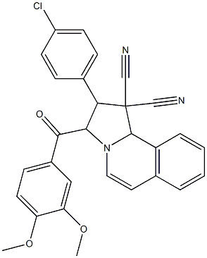 2-(4-chlorophenyl)-3-(3,4-dimethoxybenzoyl)-2,3-dihydropyrrolo[2,1-a]isoquinoline-1,1(10bH)-dicarbonitrile Struktur