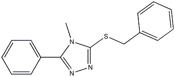 4-methyl-3-phenyl-5-[(phenylmethyl)sulfanyl]-4H-1,2,4-triazole Struktur