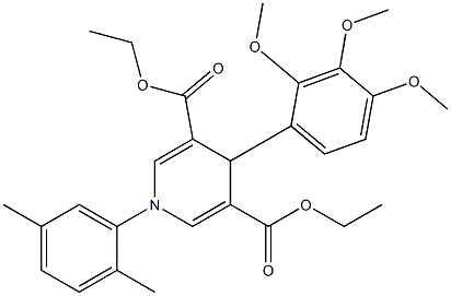 diethyl 1-(2,5-dimethylphenyl)-4-(2,3,4-trimethoxyphenyl)-1,4-dihydro-3,5-pyridinedicarboxylate Struktur