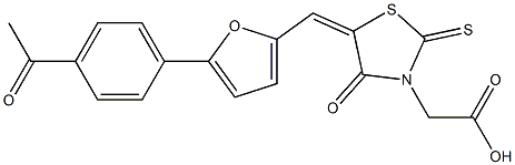 (5-{[5-(4-acetylphenyl)-2-furyl]methylene}-4-oxo-2-thioxo-1,3-thiazolidin-3-yl)acetic acid Struktur