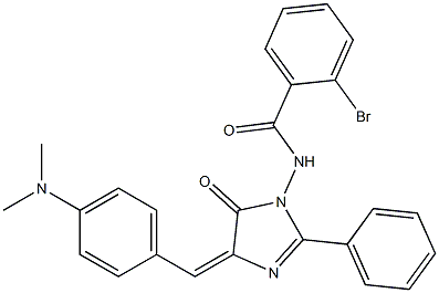 2-bromo-N-{4-[4-(dimethylamino)benzylidene]-5-oxo-2-phenyl-4,5-dihydro-1H-imidazol-1-yl}benzamide Struktur