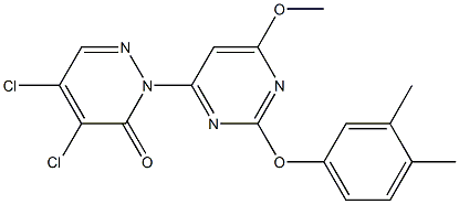 4,5-dichloro-2-[2-(3,4-dimethylphenoxy)-6-methoxy-4-pyrimidinyl]-3(2H)-pyridazinone Struktur