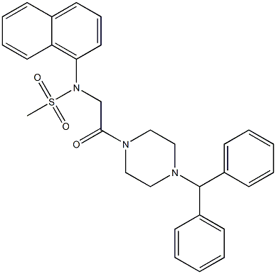 N-[2-(4-benzhydryl-1-piperazinyl)-2-oxoethyl]-N-(1-naphthyl)methanesulfonamide Struktur