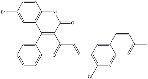 6-bromo-3-[3-(2-chloro-7-methyl-3-quinolinyl)acryloyl]-4-phenyl-2(1H)-quinolinone Struktur