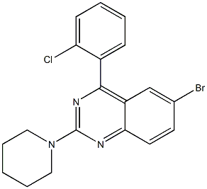 6-bromo-4-(2-chlorophenyl)-2-(1-piperidinyl)quinazoline Struktur