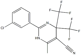 2-(3-chlorophenyl)-6-methyl-4,4-bis(trifluoromethyl)-1,4-dihydro-5-pyrimidinecarbonitrile Struktur