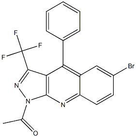 1-acetyl-6-bromo-4-phenyl-3-(trifluoromethyl)-1H-pyrazolo[3,4-b]quinoline Struktur