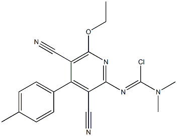 N'-[3,5-dicyano-6-ethoxy-4-(4-methylphenyl)-2-pyridinyl]-N,N-dimethylcarbamimidic chloride Struktur