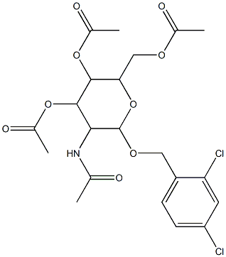 3-(acetylamino)-5-(acetyloxy)-6-[(acetyloxy)methyl]-2-[(2,4-dichlorobenzyl)oxy]tetrahydro-2H-pyran-4-yl acetate Struktur