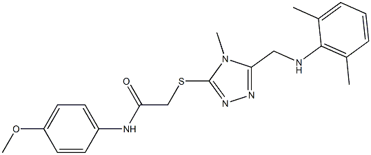 2-[(5-{[(2,6-dimethylphenyl)amino]methyl}-4-methyl-4H-1,2,4-triazol-3-yl)sulfanyl]-N-[4-(methyloxy)phenyl]acetamide Struktur