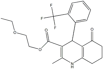 2-(ethyloxy)ethyl 2-methyl-5-oxo-4-[2-(trifluoromethyl)phenyl]-1,4,5,6,7,8-hexahydroquinoline-3-carboxylate Struktur