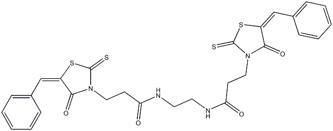 3-(5-benzylidene-4-oxo-2-thioxo-1,3-thiazolidin-3-yl)-N-(2-{[3-(5-benzylidene-4-oxo-2-thioxo-1,3-thiazolidin-3-yl)propanoyl]amino}ethyl)propanamide Struktur