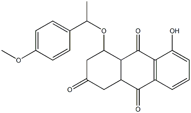 5-hydroxy-4-[1-(4-methoxyphenyl)ethoxy]-3,4,4a,9a-tetrahydro-2,9,10(1H)-anthracenetrione Struktur