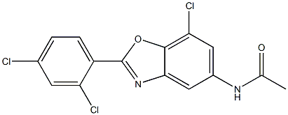 N-[7-chloro-2-(2,4-dichlorophenyl)-1,3-benzoxazol-5-yl]acetamide Struktur