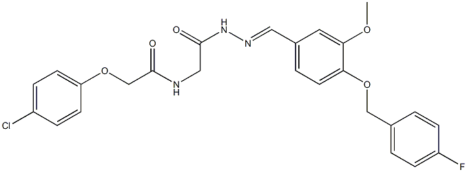 2-(4-chlorophenoxy)-N-[2-(2-{4-[(4-fluorobenzyl)oxy]-3-methoxybenzylidene}hydrazino)-2-oxoethyl]acetamide Struktur