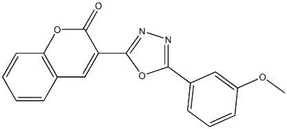 3-{5-[3-(methyloxy)phenyl]-1,3,4-oxadiazol-2-yl}-2H-chromen-2-one Struktur