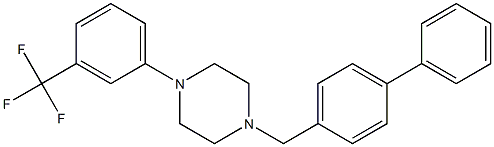 1-([1,1'-biphenyl]-4-ylmethyl)-4-[3-(trifluoromethyl)phenyl]piperazine Struktur