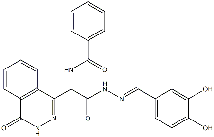 N-[2-[2-(3,4-dihydroxybenzylidene)hydrazino]-2-oxo-1-(4-oxo-3,4-dihydro-1-phthalazinyl)ethyl]benzamide Struktur