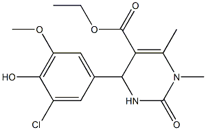 ethyl 4-(3-chloro-4-hydroxy-5-methoxyphenyl)-1,6-dimethyl-2-oxo-1,2,3,4-tetrahydropyrimidine-5-carboxylate Struktur