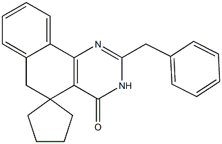 2-benzyl-5,6-dihydrospiro(benzo[h]quinazoline-5,1'-cyclopentane)-4(3H)-one Struktur