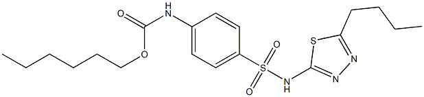 hexyl 4-{[(5-butyl-1,3,4-thiadiazol-2-yl)amino]sulfonyl}phenylcarbamate Struktur