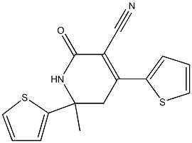 6-methyl-2-oxo-4,6-di(2-thienyl)-1,2,5,6-tetrahydro-3-pyridinecarbonitrile Struktur